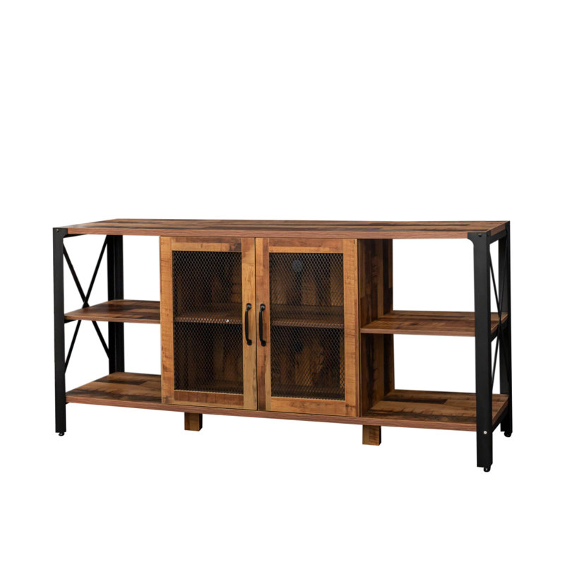 TV Stands For Living Room, Industrial TV Stand For Bedroom Furniture, Farmhouse TV Stand 80 Inch Television Stand , Modern Horizontal Wood And Metal Open Bookshelf