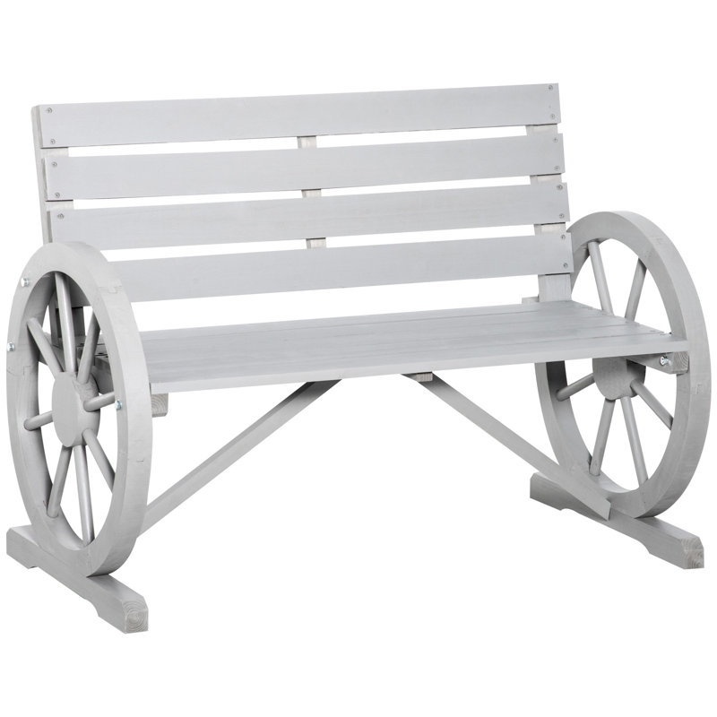 Banc de patio rustique à roulettes en bois de sapin massif 41 po, 41 po, 2 places, gris