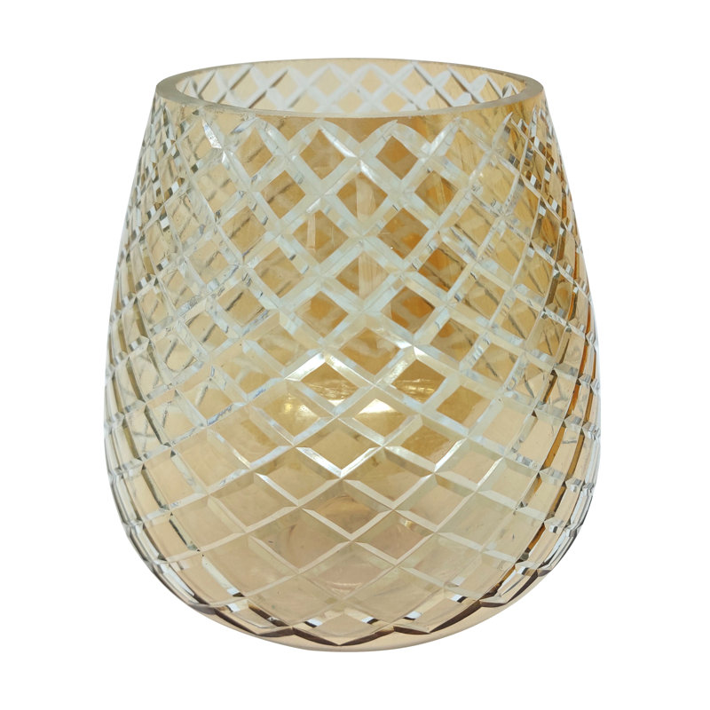 Bougeoir en verre D7x7, Doré