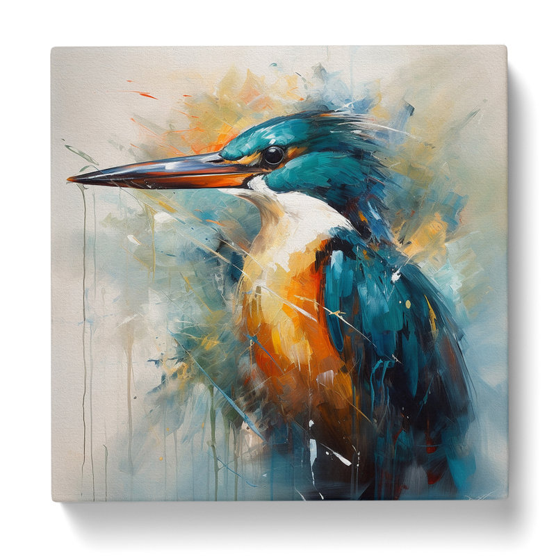 Kingfisher Abstract Expressionism No.4 - Wrapped Canvas, 35cm H x 35cm W x 3cm D