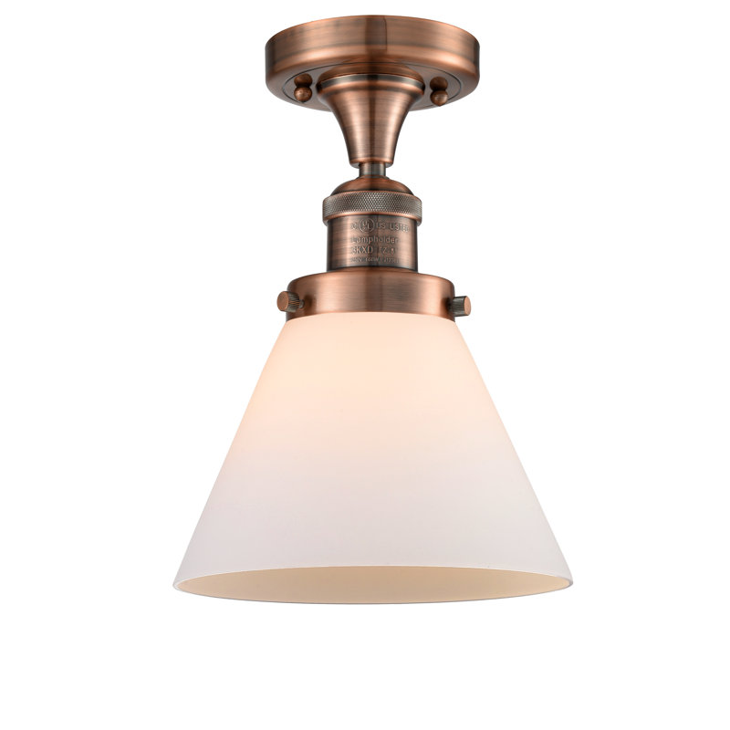 Plafonnier semi-encastré 1 lumière Cone, Cuivre antique, Boîtier blanc mat