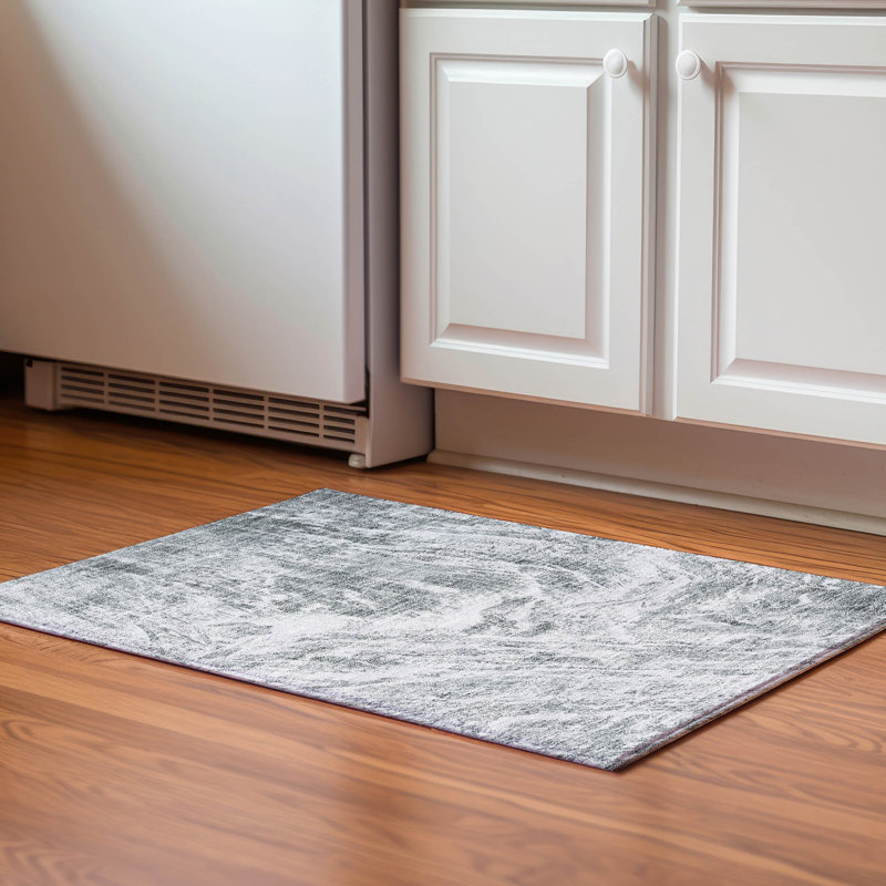 Premium Machine Washable Prisco Gray Rug, Rectangle 1'8" x 2'6"