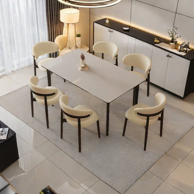 Rock Slab Solid Wood Dining Table