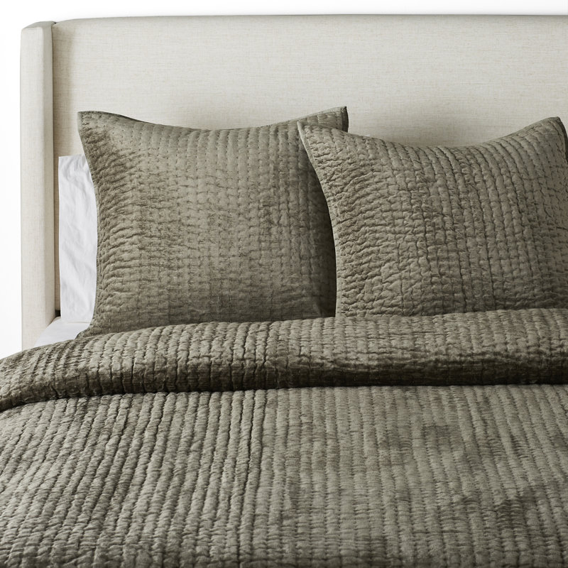 Lyndon Tasmin Velvet Quilt, Queen Quilt, Sage Green