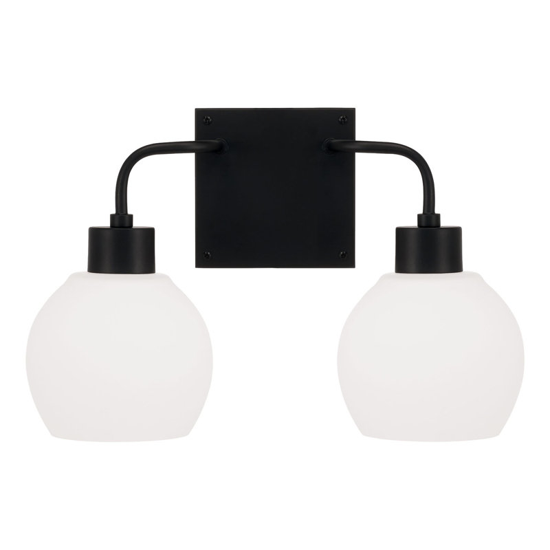 Éclairage pour salle de bain 2 lumières à intensité variable Tanner, Noir mat, Blanc