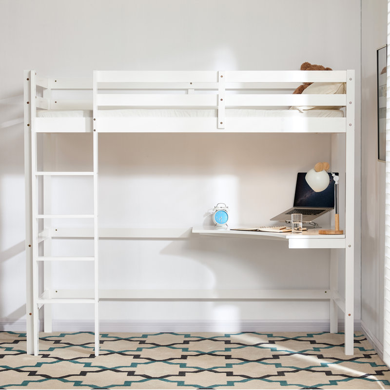 Muskoka Single (3') Bed Frames High Sleeper Loft Bed with Built-in-Desk, White