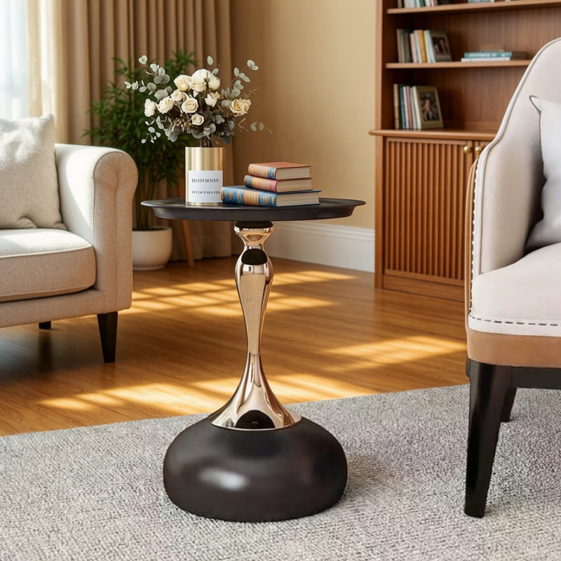 Table d'appoint ronde noire de luxe