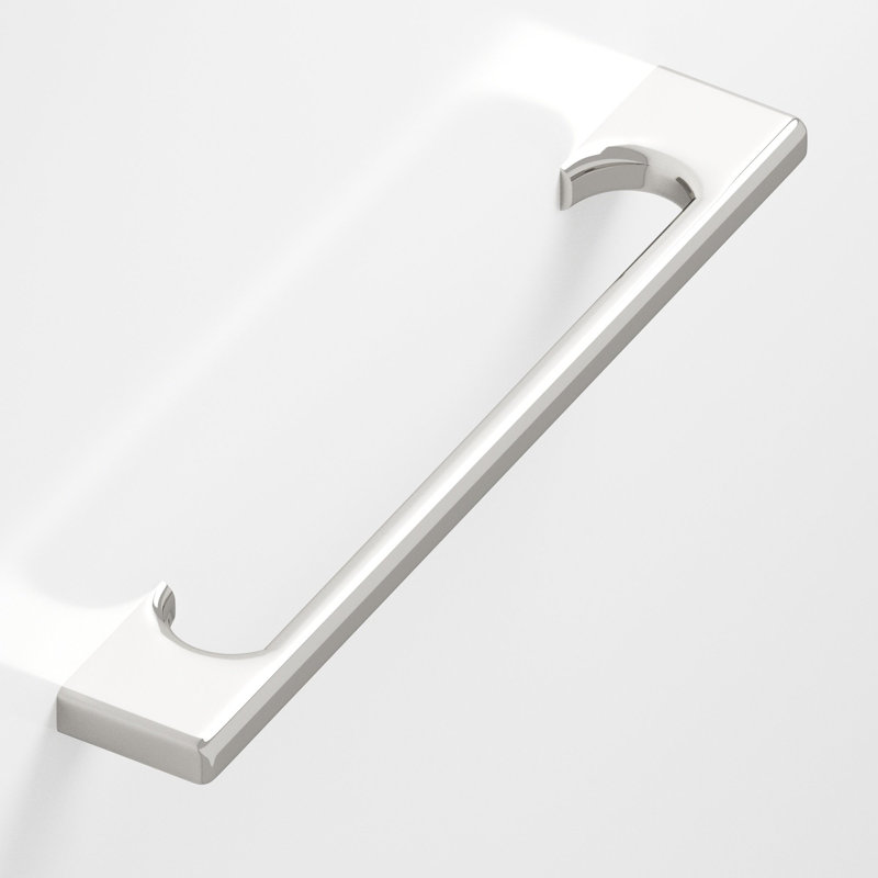Rectangular Appliance Pull With Radiused Edges And Rectangular, Scalloped Legs, Polished Nickel
