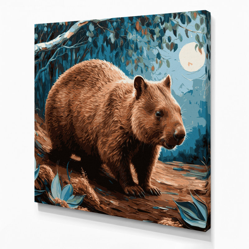 Faune commune, art mural sur toile gris Wombat, H 32 po x l 32 po