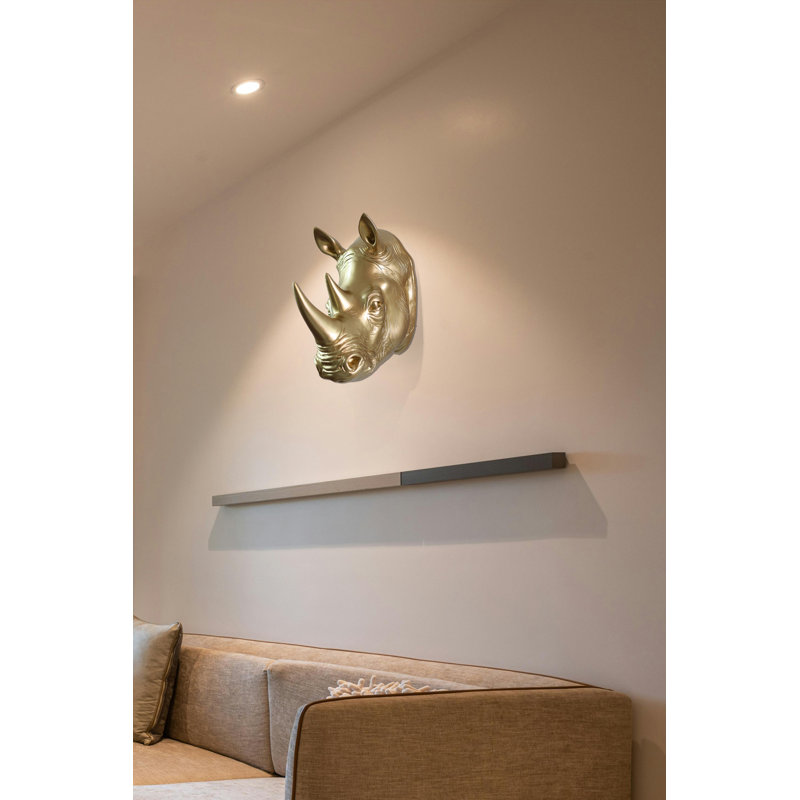Rhinoceros Head Wall Mount Art, Gold