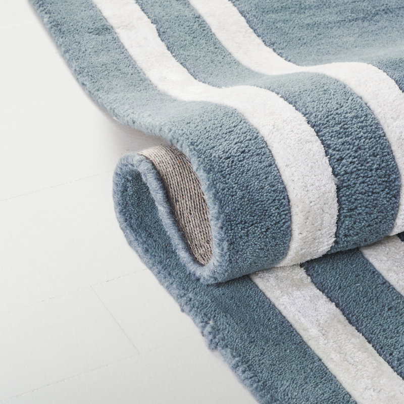 Lauren Ralph Lauren 6953 Hand Tufted Wool; Viscose Geometric Rug in Light Blue/Ivory, Rectangle 9' x 12'