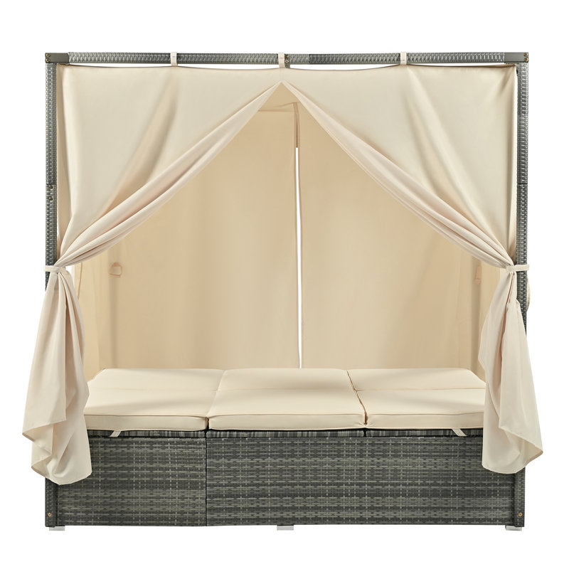 Chaise longue d'extérieur réglable avec auvent, inclinable multi-positions et coussin amovible pour le patio et la piscine, 3 couleurs