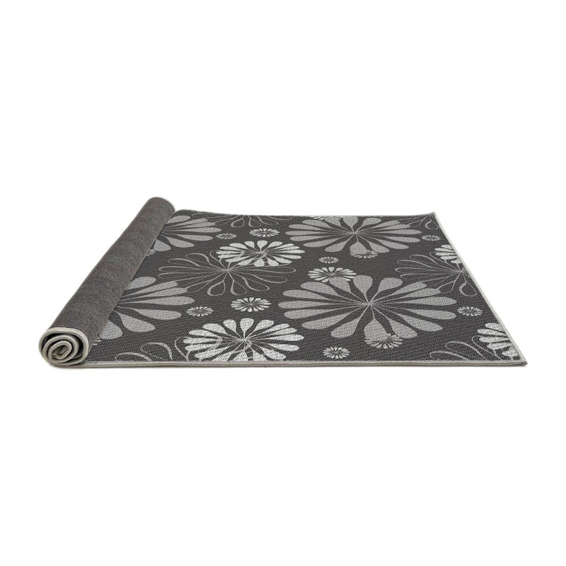 Tapis gris à motif floral Israël, Rond 6 pi