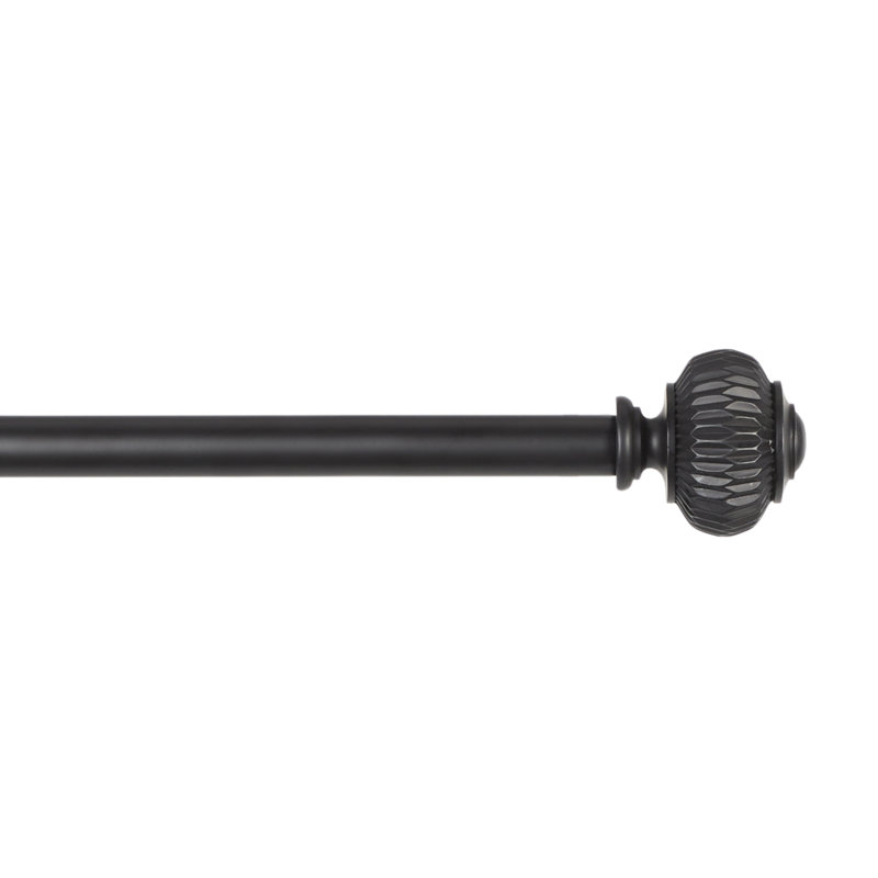 Adjustable Single Curtain Rod, 36" - 72", Black