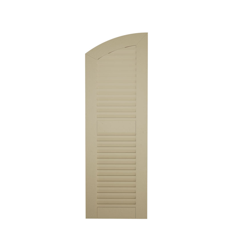 Timberthane Two Equal Louvre w/Elliptical Top Shutters, Sandblasted Texture/Primed Tan, 12", 62"