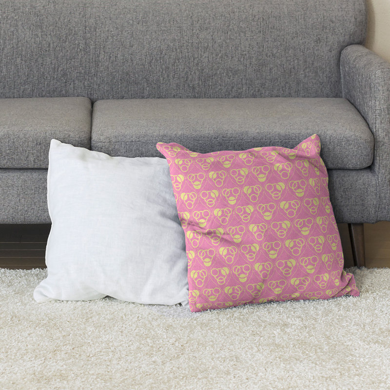 Coussin Classic, 28 po x 28 po, Rose/jaune, Bourre en polyester