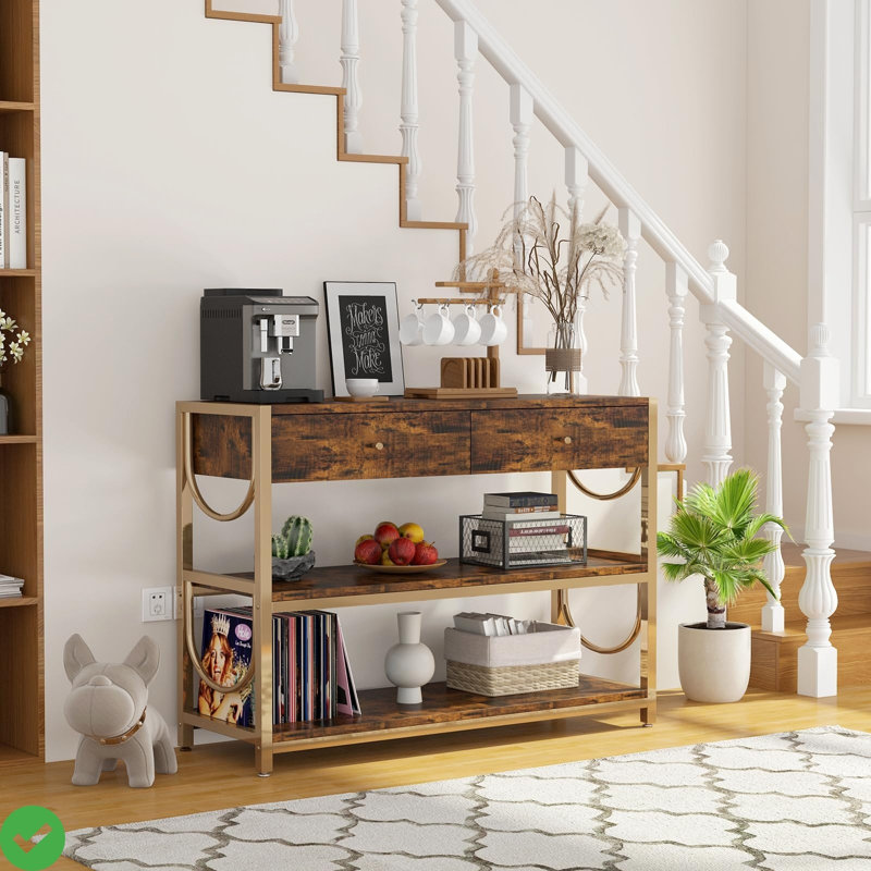 Console Console - Table d'entrée étroite - Canapé 31,9 po avec tiroirs et tablettes de rangement à 3 niveaux