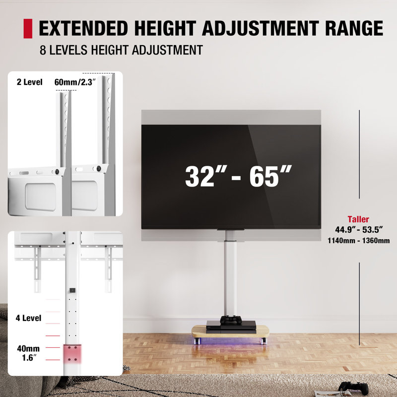 Tv Stand With Light, Suitable For 32-65 Inches
