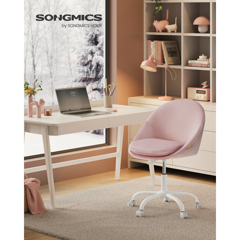 Akon Office Chair, Pink Velvet, White