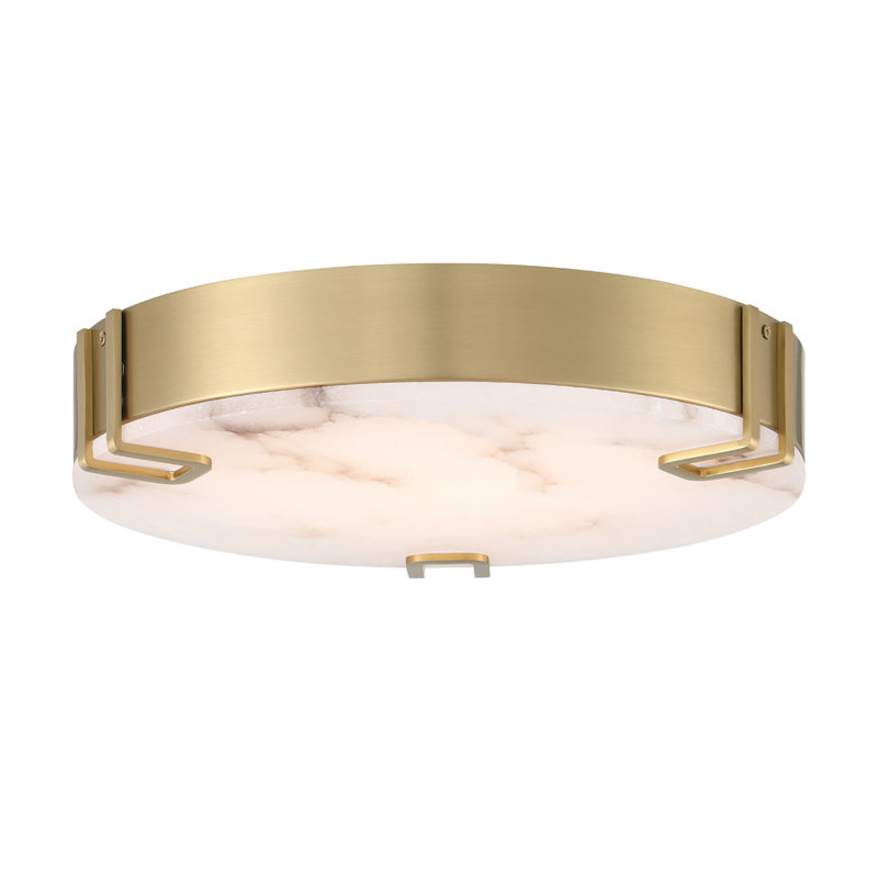 Noga, plafonnier encastré, albâtre, Doré, H 2,25 po x l 16 po x P 16 po