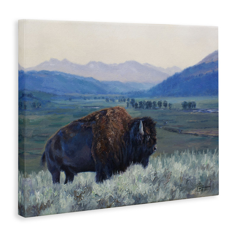 Art mural sur toile Bison & Country Mountains par © David Graham, H 36 po x l 48 po