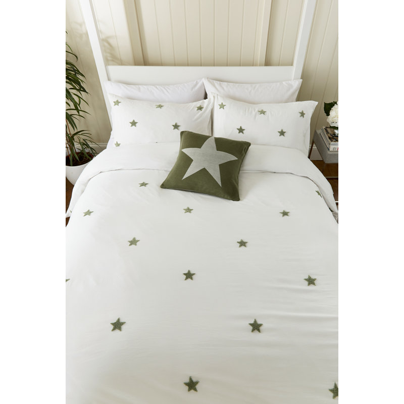 Tufted Star Duvet Cover Set, Super King Duvet Cover + 2 Pillowcases, White