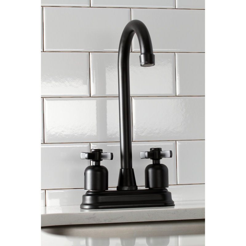 Kingston Brass Millennium Two-Handle 2-Hole Deck Mount Bar Faucet, Matte Black