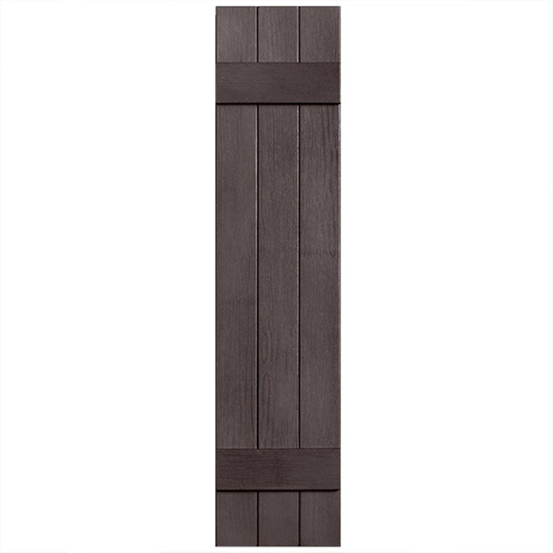 Paire de volets en vinyle fermés deux lattes, trois planches, 38 po, Chocolat