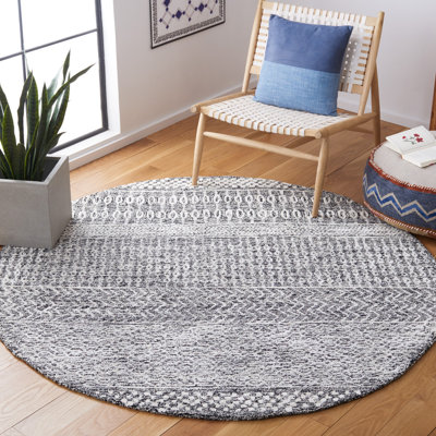 Tapis gris anthracite / ivoire en laine et viscose touffetés à la main Glamour
