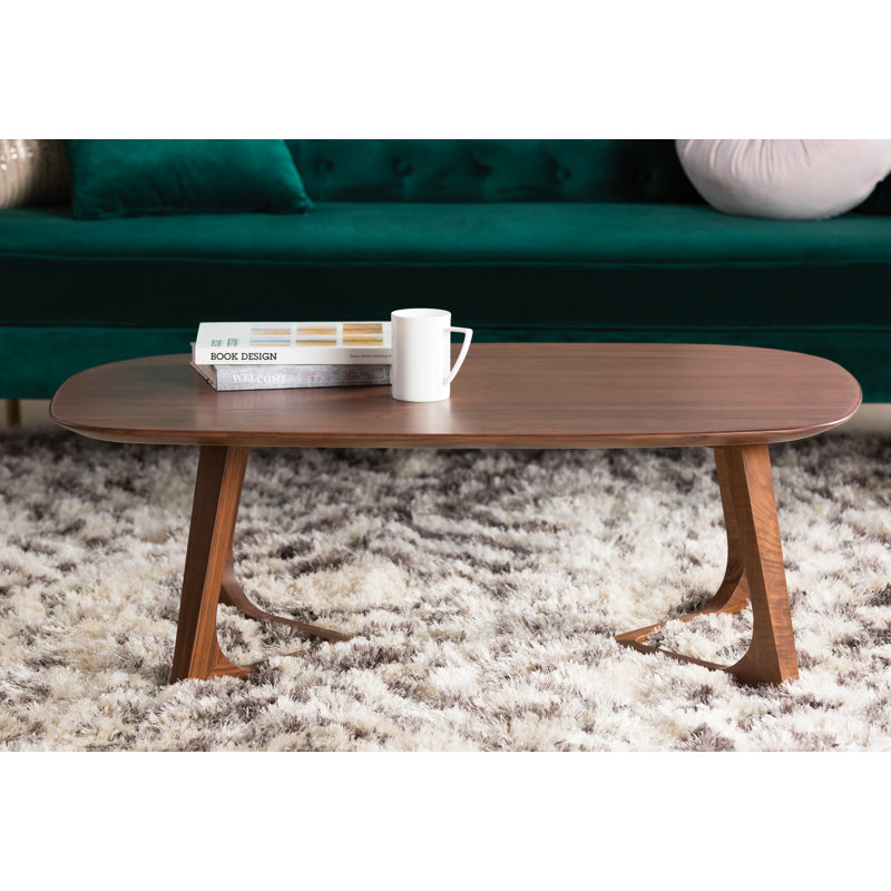 Fischer Solid Wood Single Coffee Table, 14.75" H x 42" L x 27.5" W, Walnut