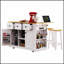 Grand îlot de cuisine de 53 pouces avec 2 tabourets de bar, prise de courant, rangement interne et conception mobile pour les cuisines et les salles à manger modernes-1890512337