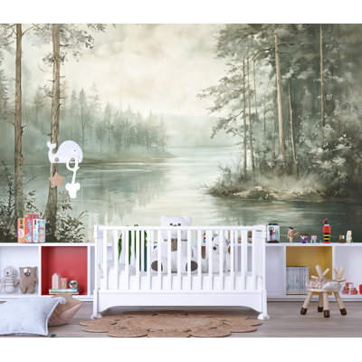Murale Misty Forest Lake - Nature Landscape
