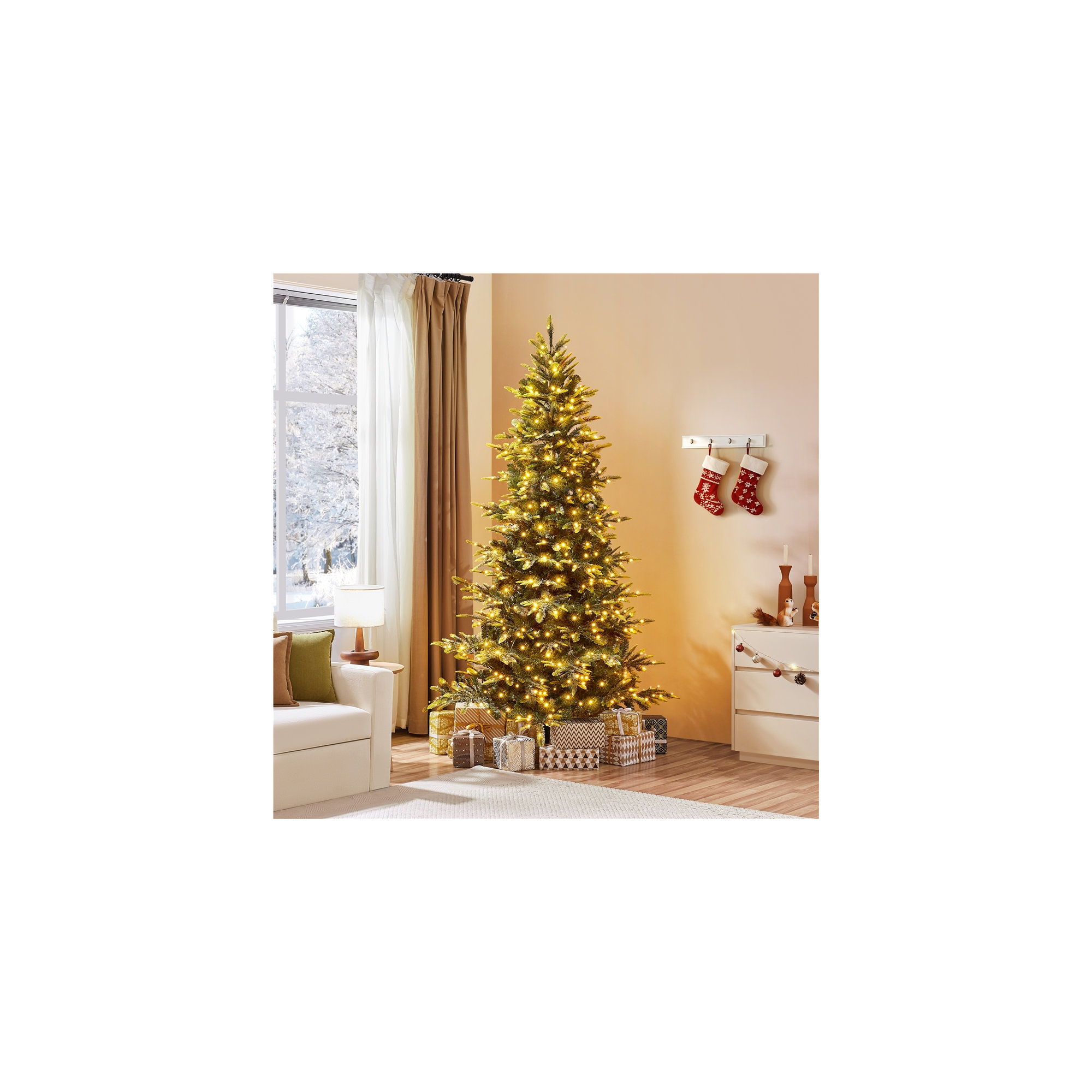 Jahwan Lighted Artificial Fir Christmas Tree, 7.5'