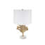 Lampe de table à motif de feuille d'or avec abat-jour en tissu blanc et base en marbre - Lampe décorative moderne pour le salon et la chambre à coucher