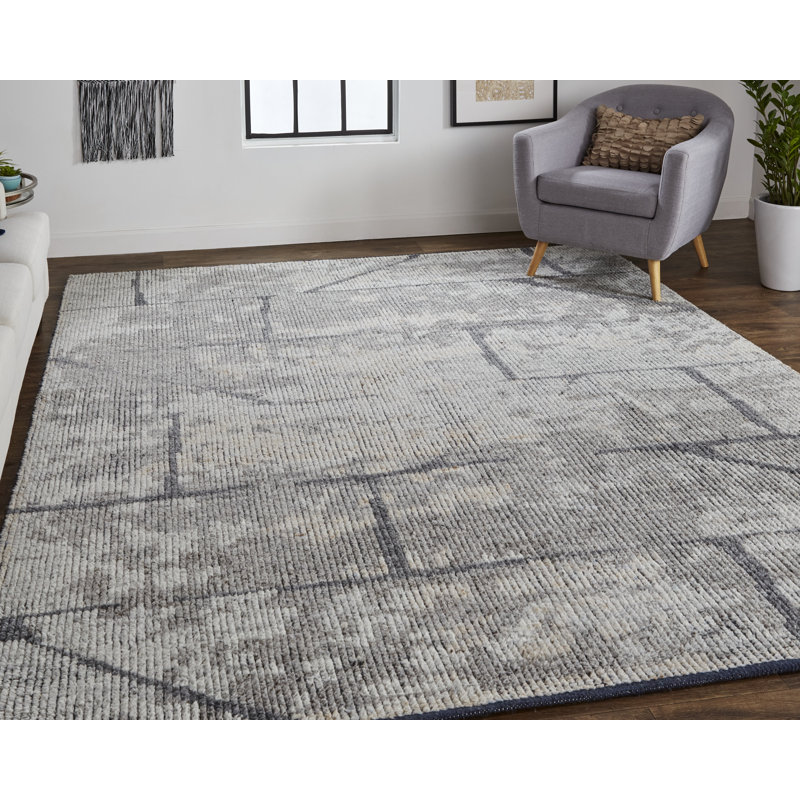 Alford Wool Abstract Area Rug in Gray, Rectangle 8'6" x 11'6"