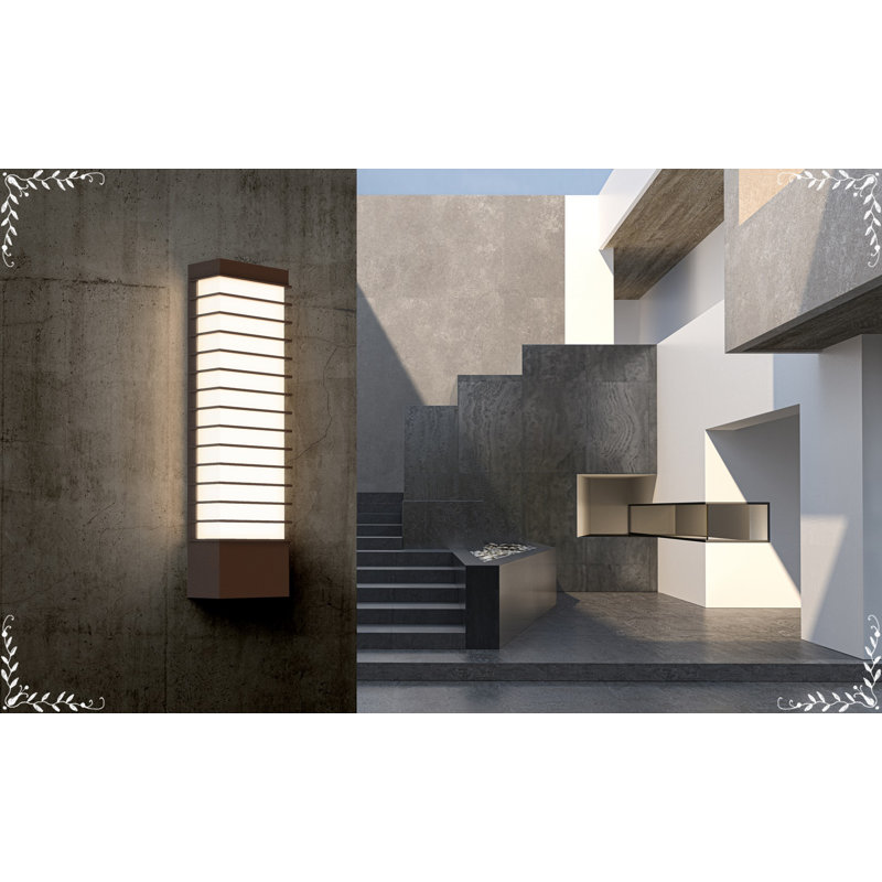 Tawa Textured Bronze 21" LED Dimmable Wall Sconce with Horizontal Lines