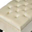 Button - Tufted and Diamond - Stitched Storage Ottoman, Beige
