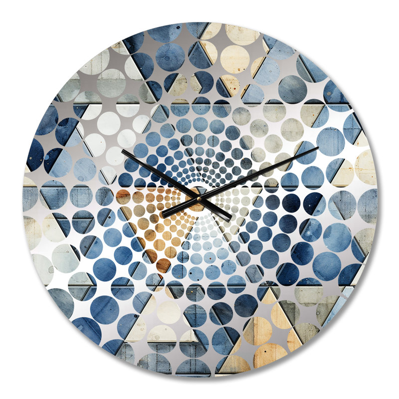 Rustic Cobalt Triangle Symphony - Geometric  Wall Clock, Medium
