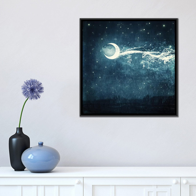«Moonriver», impression sur toile, H 18 po x l 18 po x P 1,5 po, Pas de tapis, Toile avec cadre noir