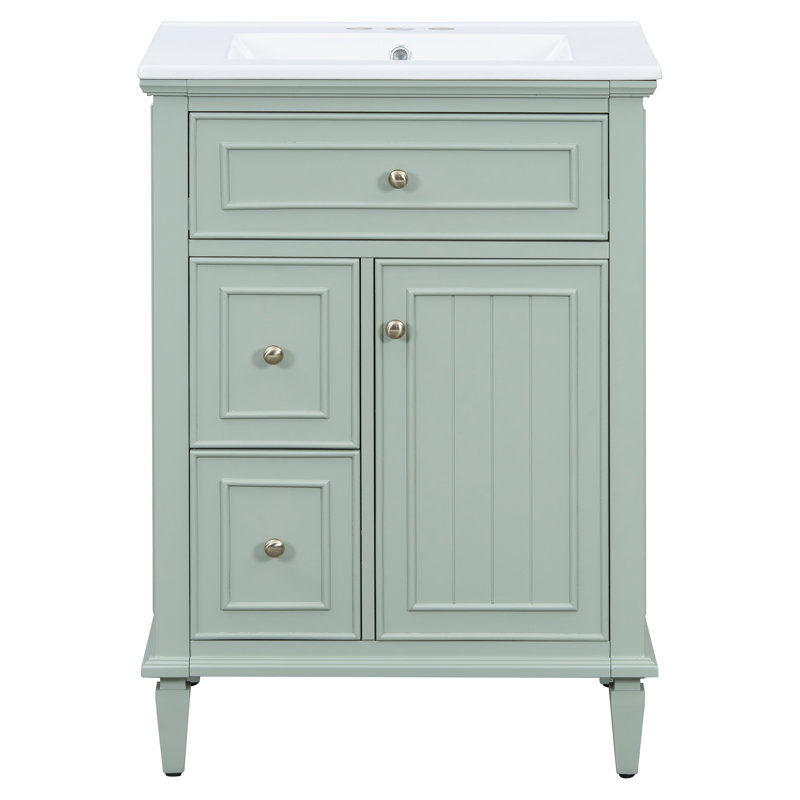 Meuble-lavabo compact avec lavabo, bois massif et bois aggloméré, solution de rangement moderne