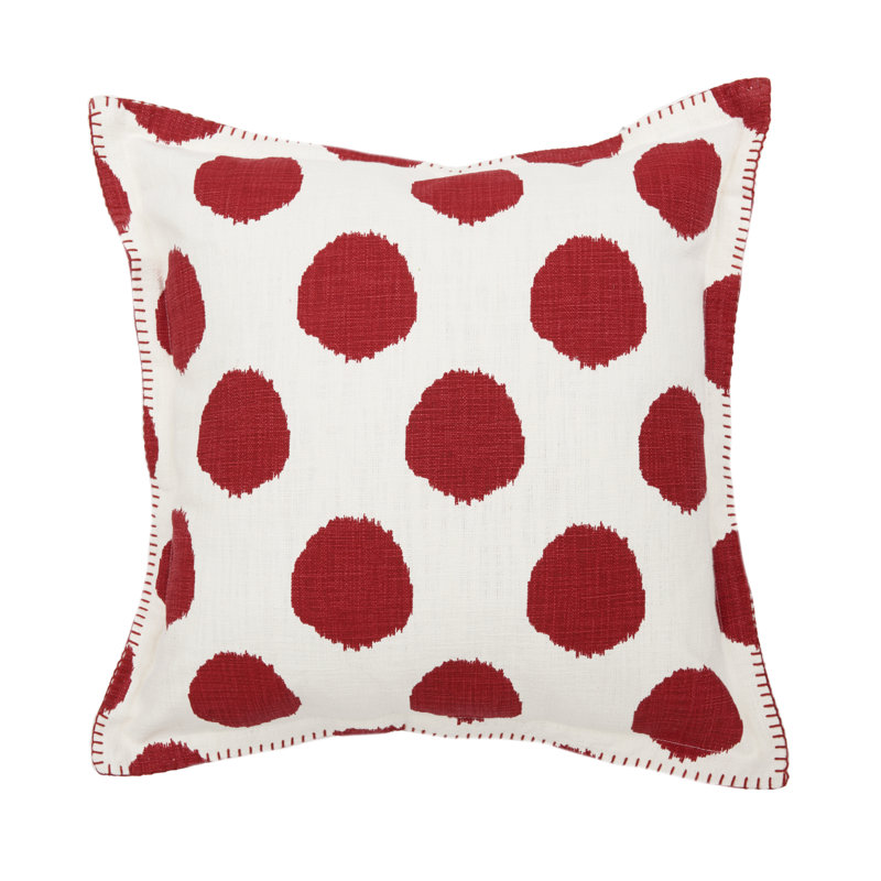 Polka Dots Cotton Blend Throw Pillow, Red