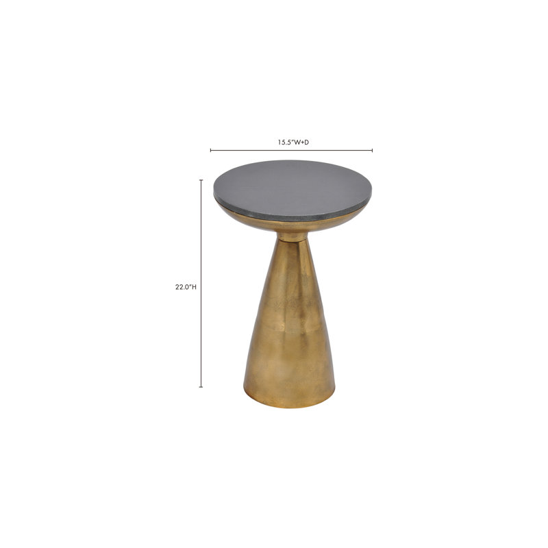 Gravesend End Table, Black, Brass