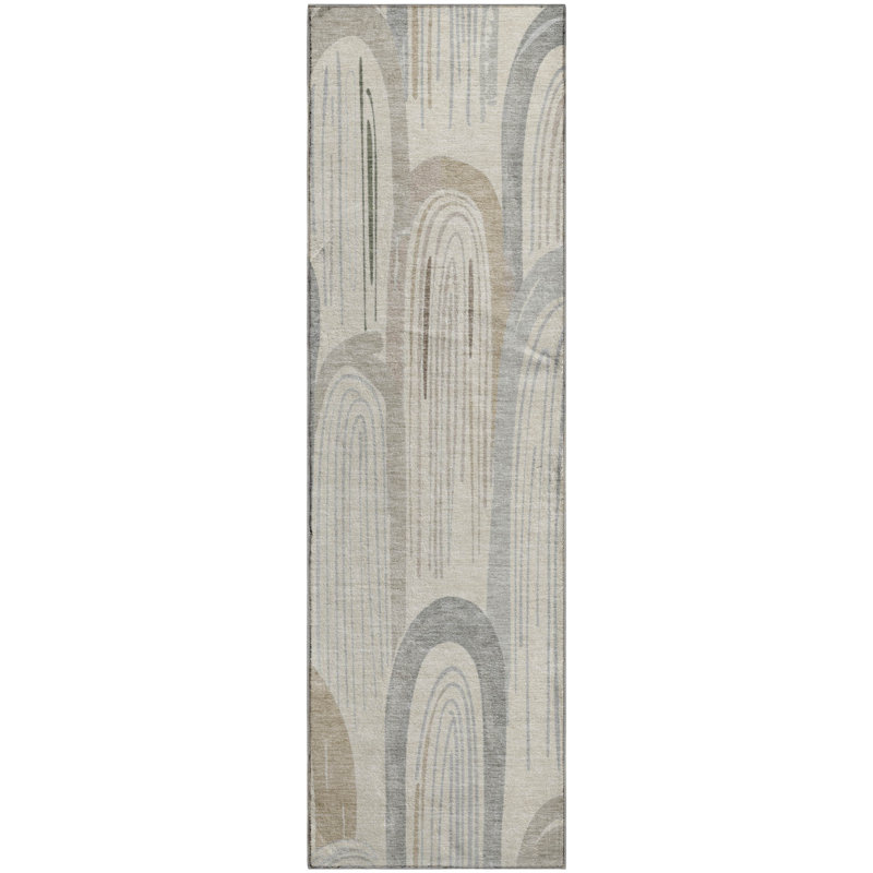 Premium Machine Washable Harjo AMF1588 Geometric Rug, Runner 2'3" x 7'6"
