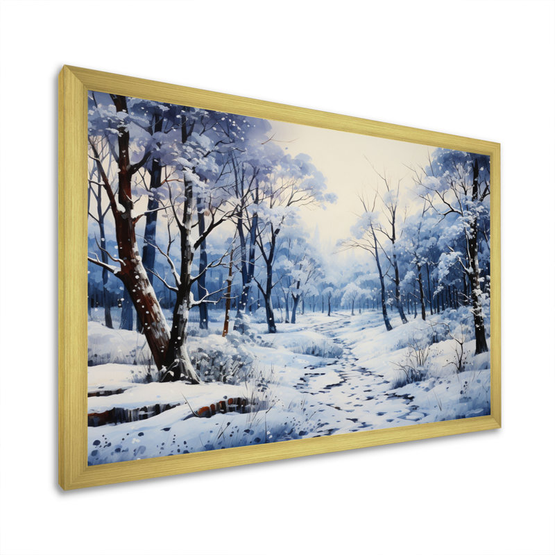 Winter Silent Woods V, reproduction d'art sur toile, Cadre doré à une seule photo, H 34 po x l 44 po x P 1,5 po