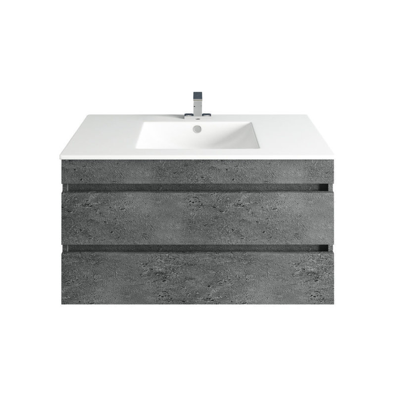 Meuble-lavabo mural simple 32 po avec comptoir à surface solide blanc