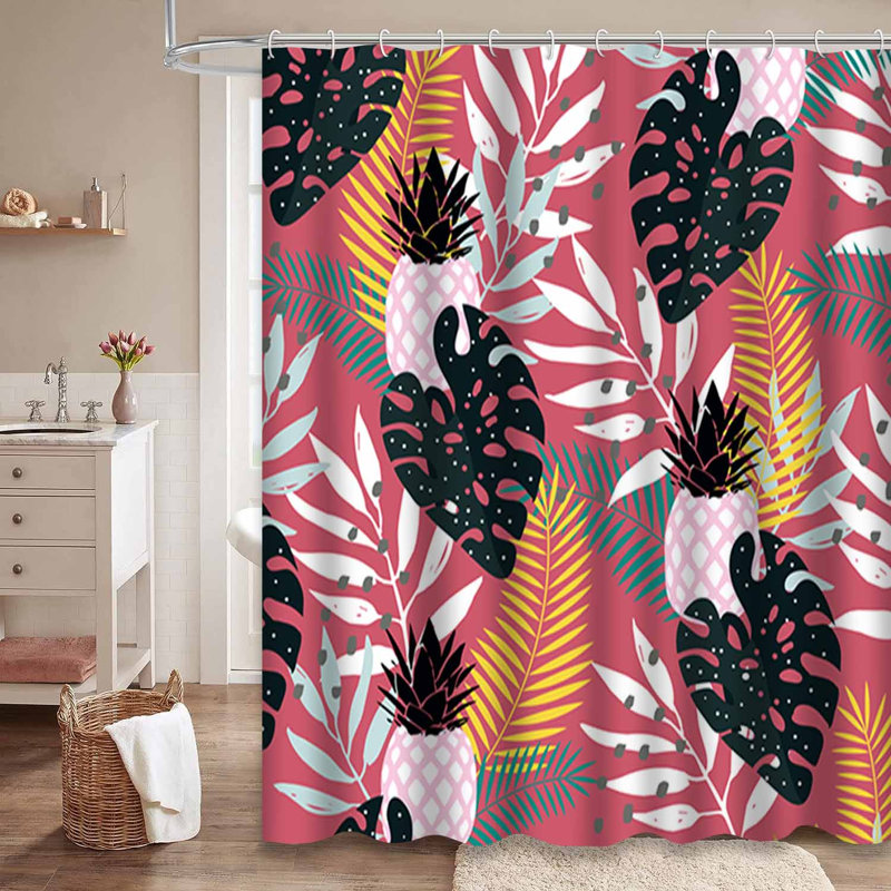 Rideau de douche rétro avec 12 crochets, L 72 po x l 78 po