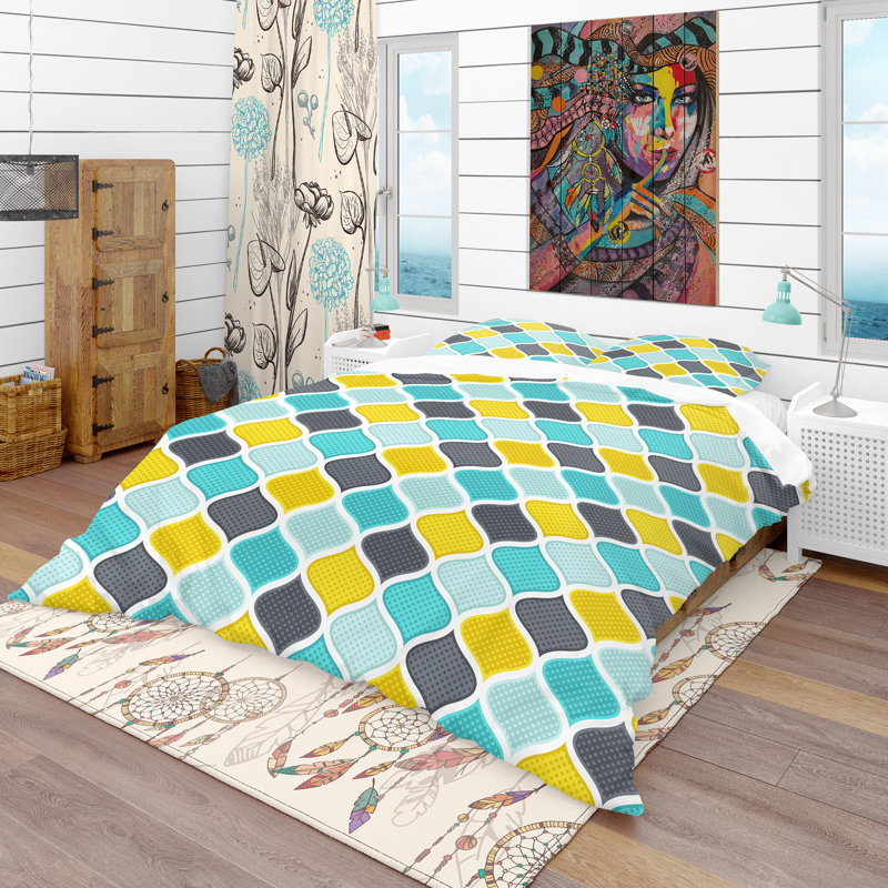 Ensemble de housse de couette bohème et éclectique, Housse de couette très grand + 2 taies décoratives
