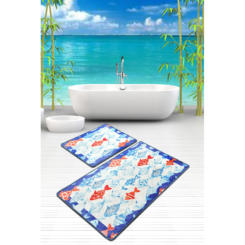 Aloysius 2 Piece Rectangle Bath Mat Set