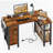 Built-in Outlets L-Shaped Computer Desk with Drawers & Storage Shelves-1421181445-1417777655