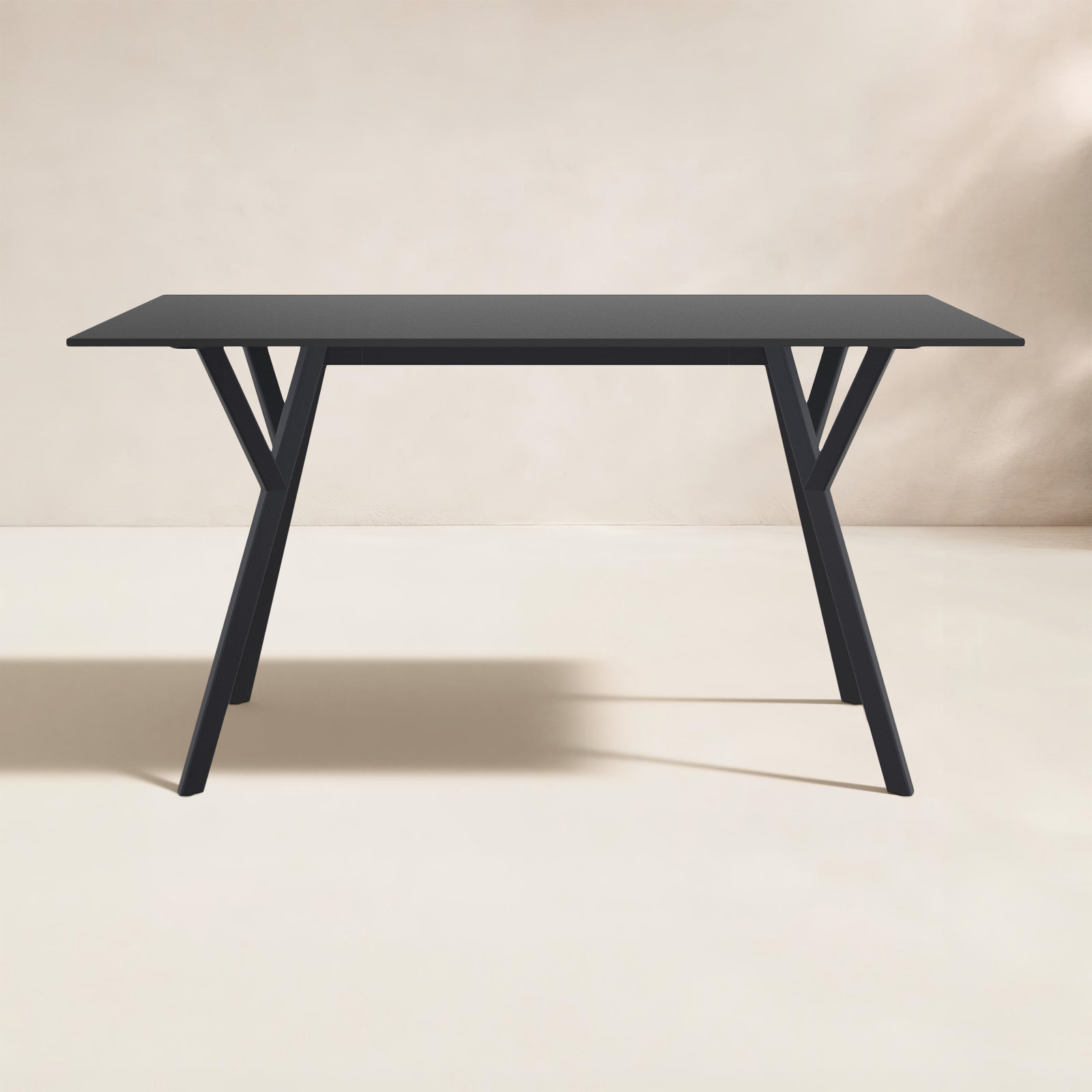 Pontus Synthetic Laminate Outdoor Dining Table, Black, 31.5'' W x 55'' L x 29.5'' H
